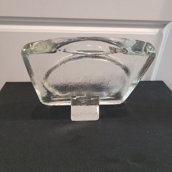 Vintage MCM Wiesenthal Hutte Photo Frame Ribbed Glass Square Weighted Rare - Picture 5 of 9